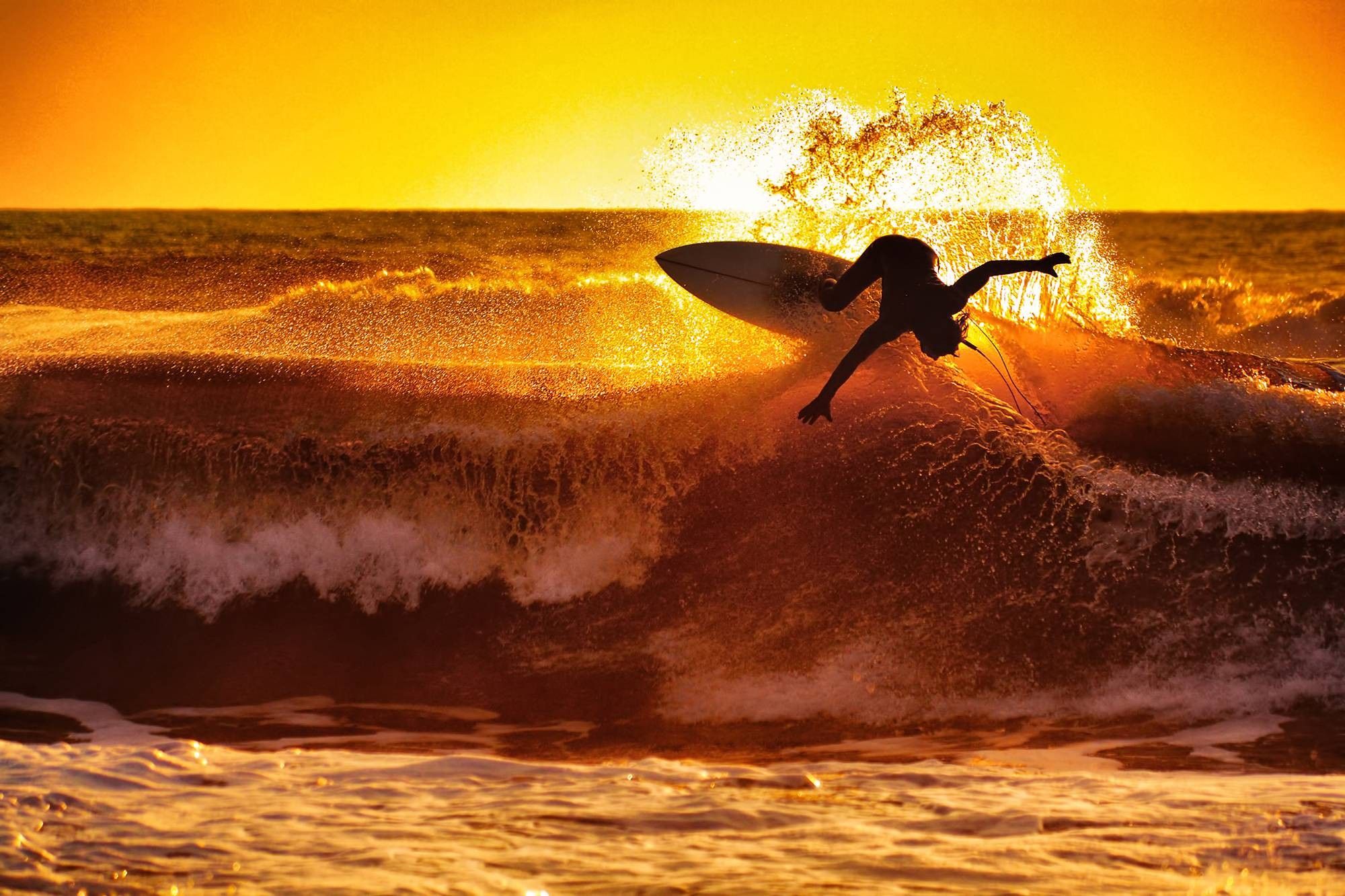 Surfing Waves Sunset Wallpaper And Background Inspiration