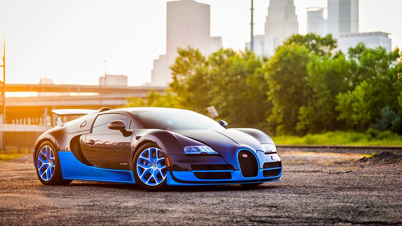 Wallpaper Blue Side Grand Bugatti Veyron HD
