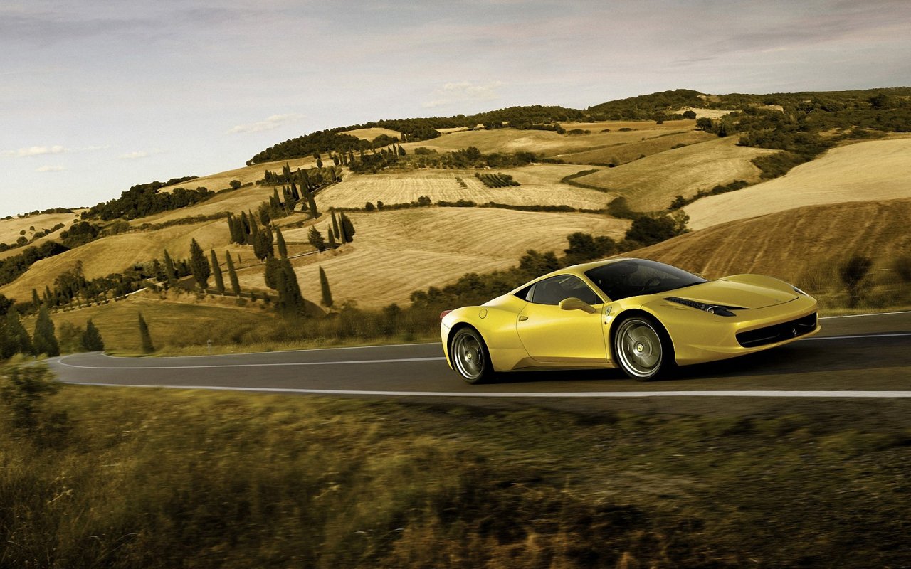 Ferrari Italia Yellow HD Wallpaper