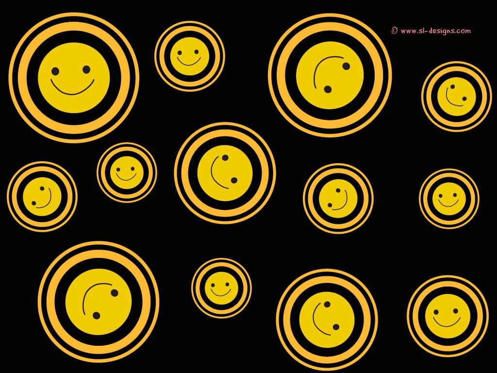 Smiley Faces on Black   desktop wallpaper