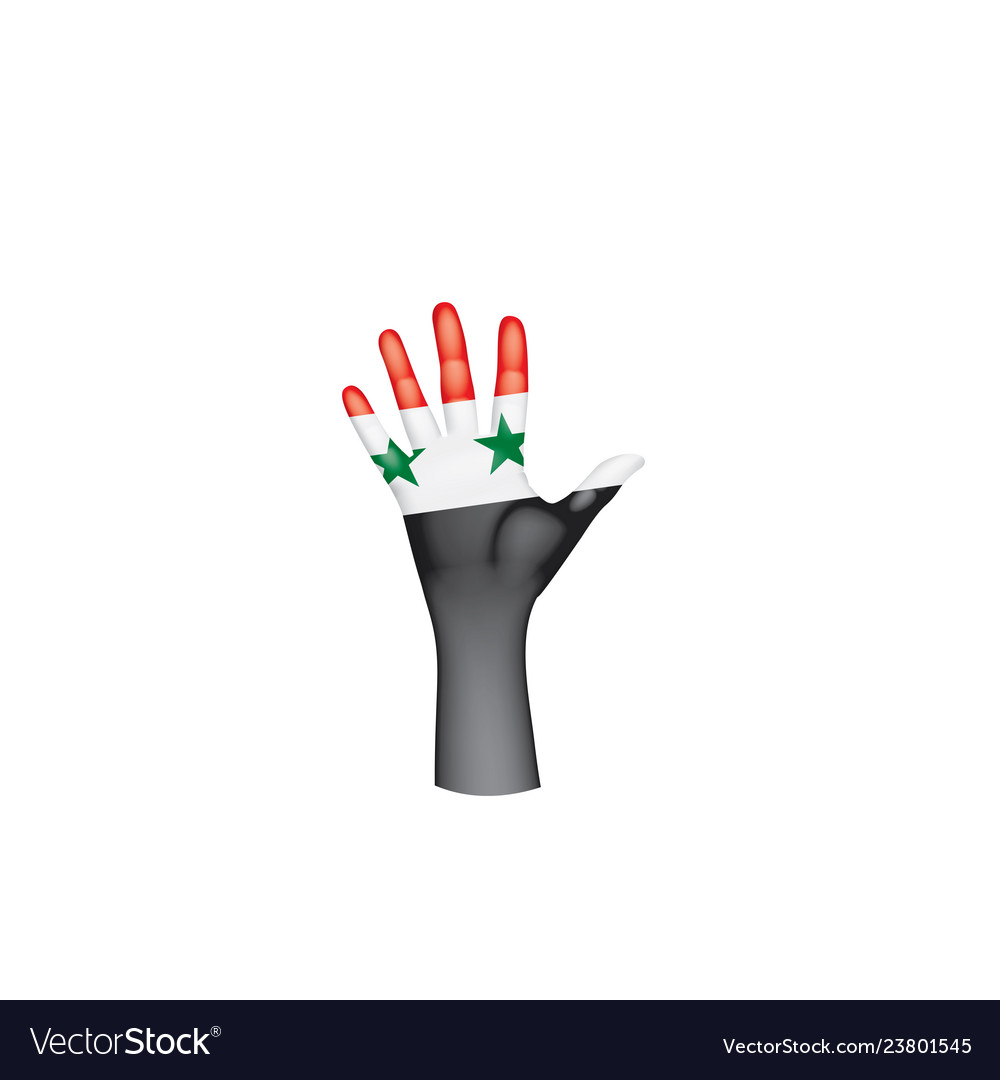 Syria Flag And Hand On White Background Royalty Vector
