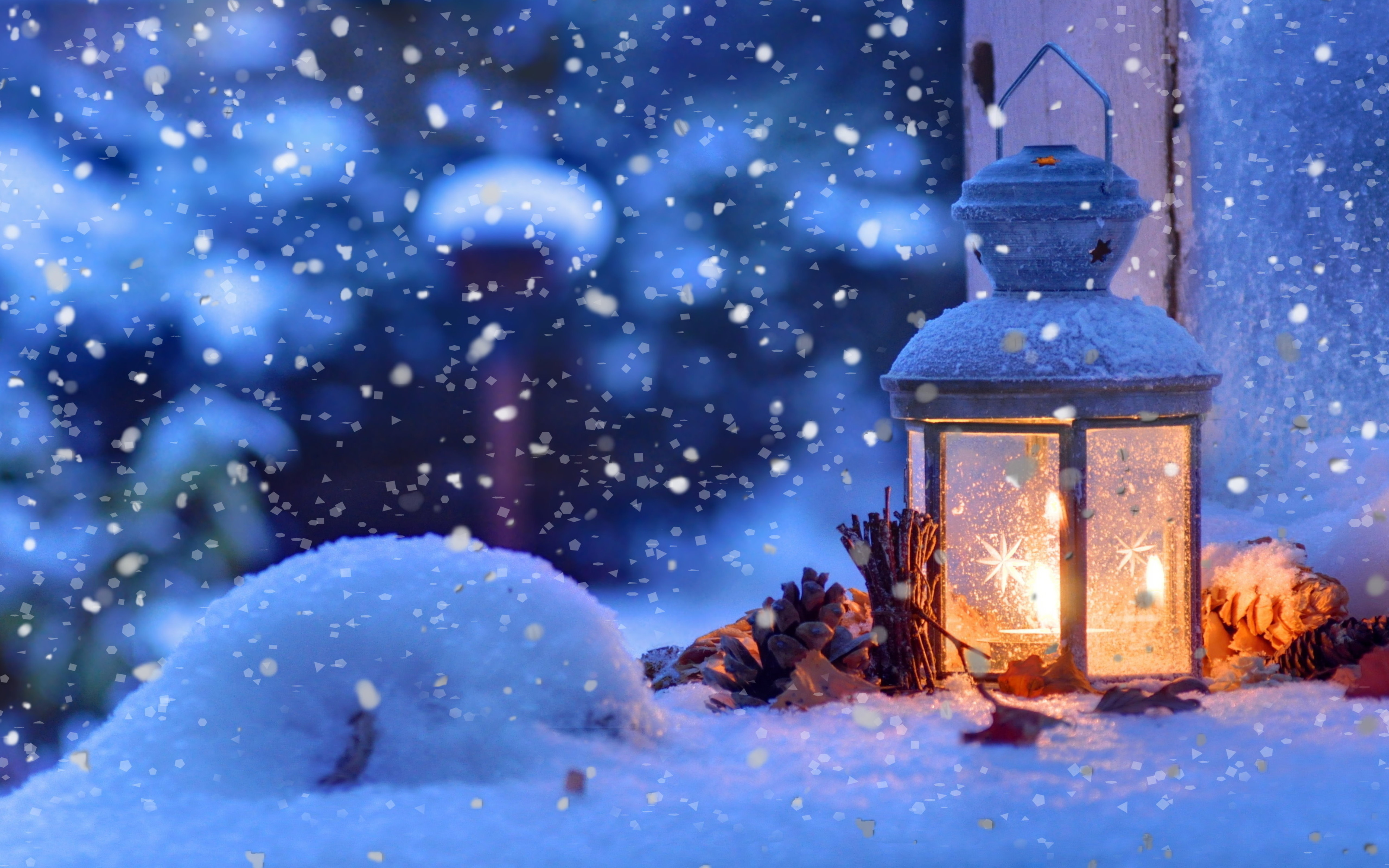 Warm Candle In A Cold Winter Night HD Wallpaper
