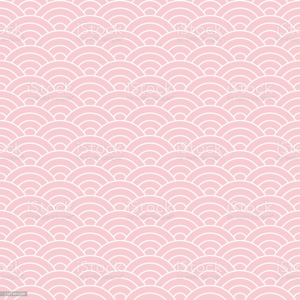 Japanese Wave Pattern Seigaiha In Pink And White Seamless Pastel