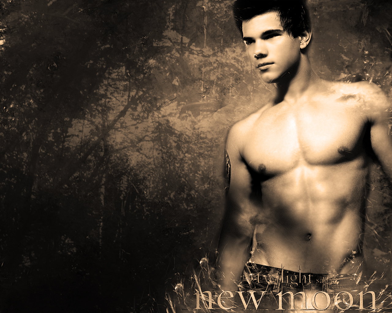Taylor Lautner Shirt Off New Moon Wallpaper Image