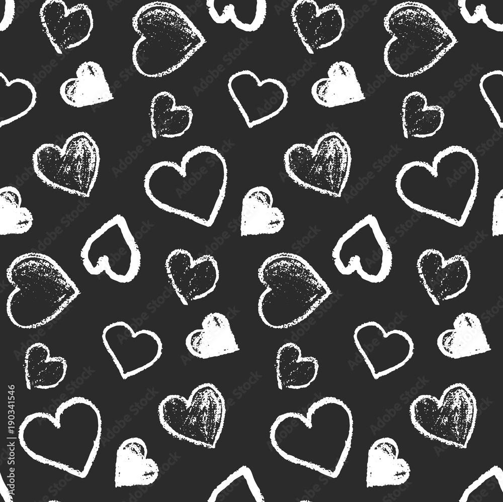 Monochrome Seamless Pattern With Cute Grunge White Scribbled