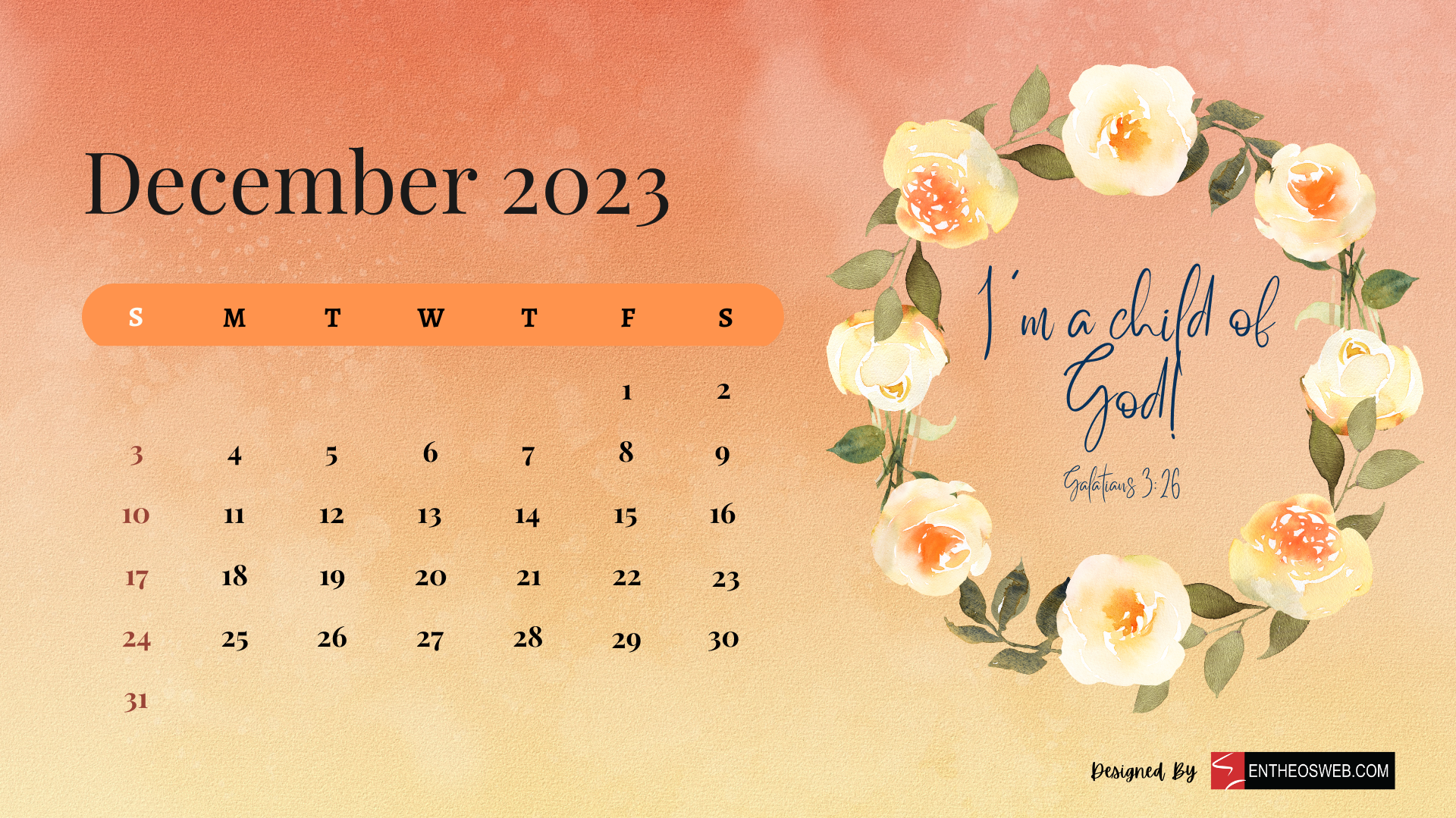 December 2023 Calendar Desktop Wallpaper EntheosWeb