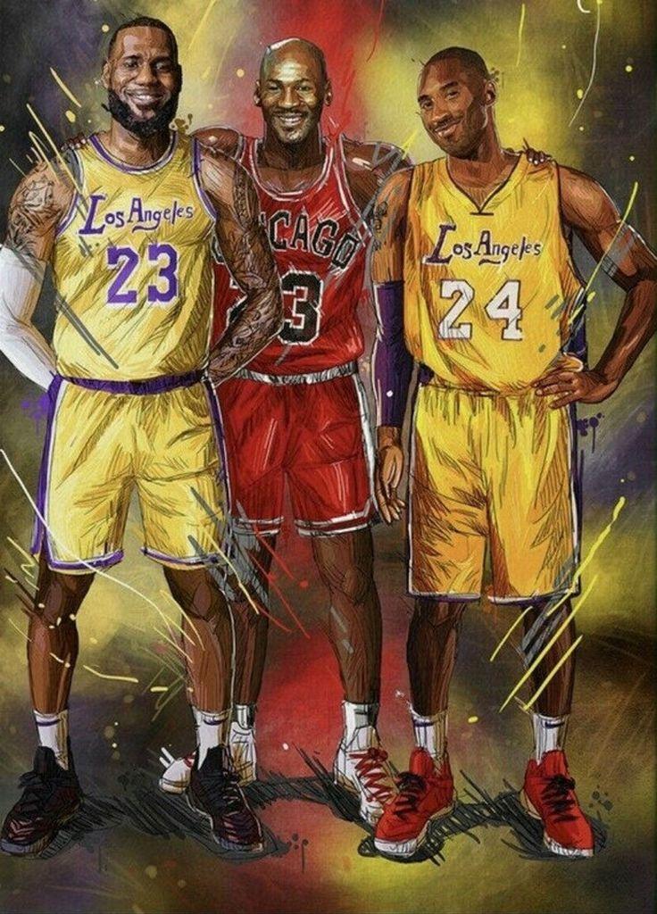 Kobe Bryant Jordan And James Tribute Poster Mamba Lakers Nba