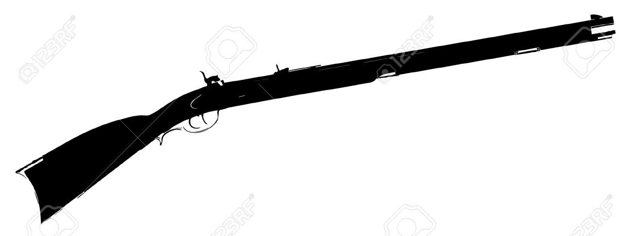 Silhouette Of A Typical Flintlock Musket Over White Background