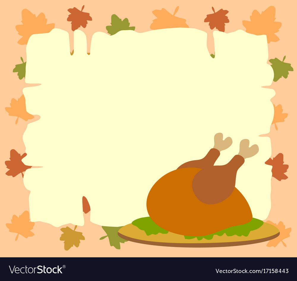Thanksgiving Background With Cooked Turkey Vector Image