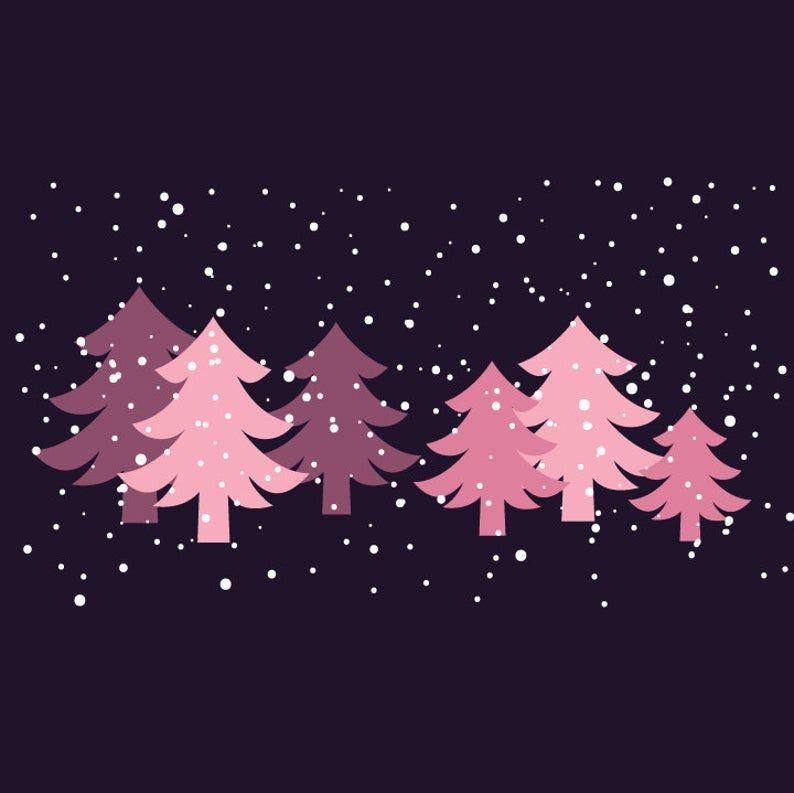 Winter Wonderland Blue Green And Pink Christmas Trees With