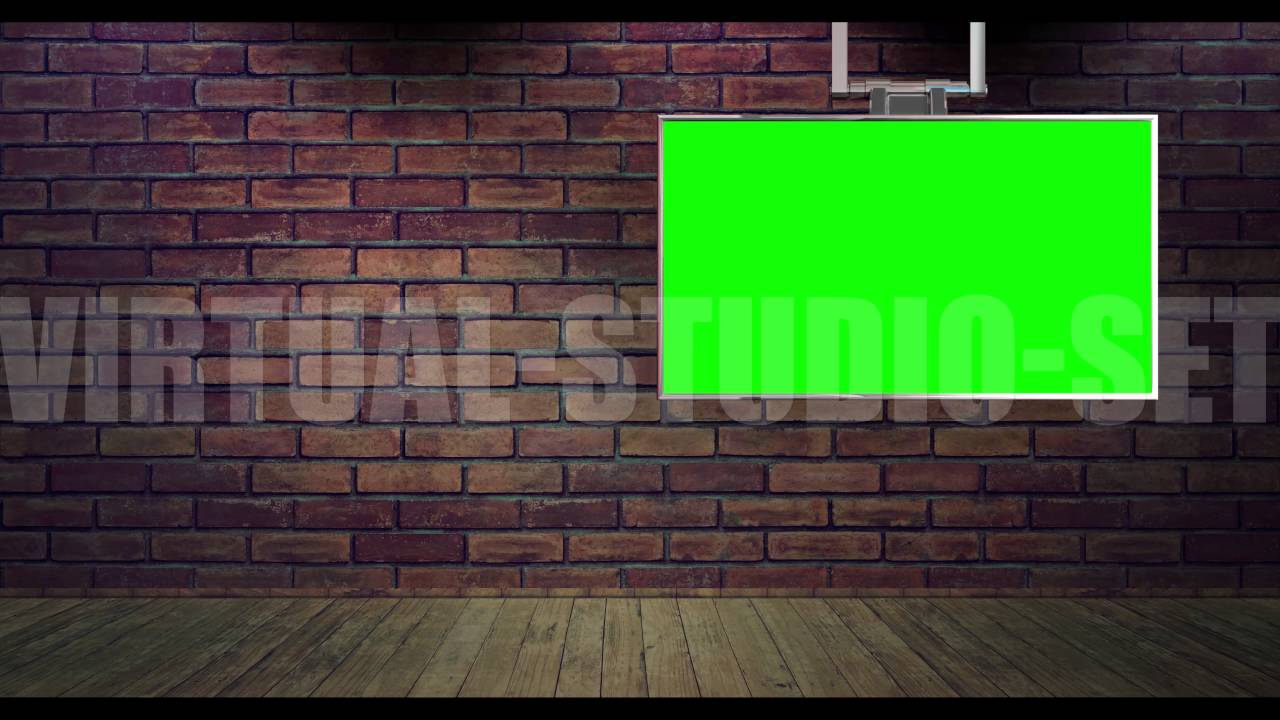 Brick Video Presenter Background With HD Right Monitor