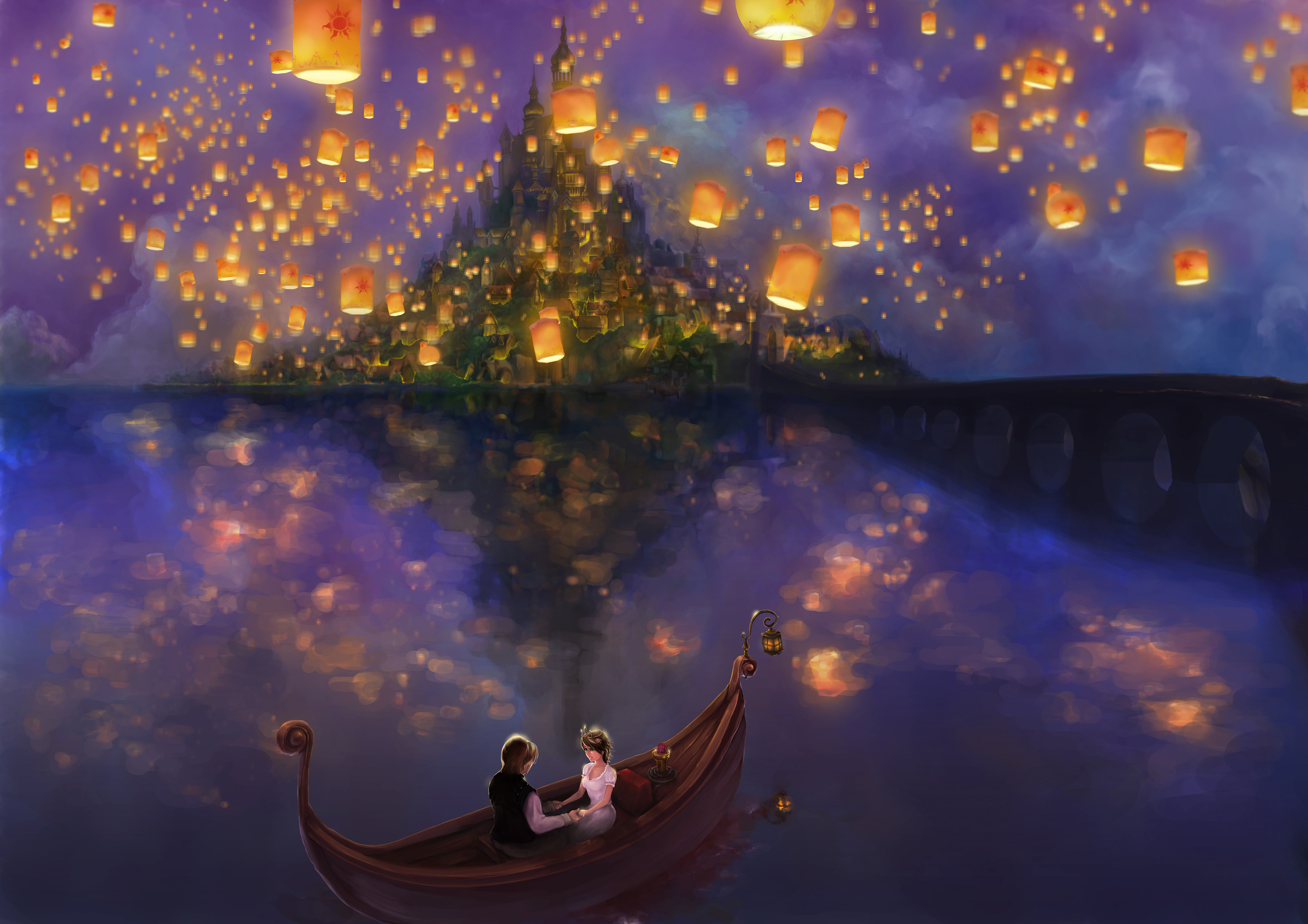 Tangled The Movie Rapunzel Princess Fanart Flynn Boat Castle
