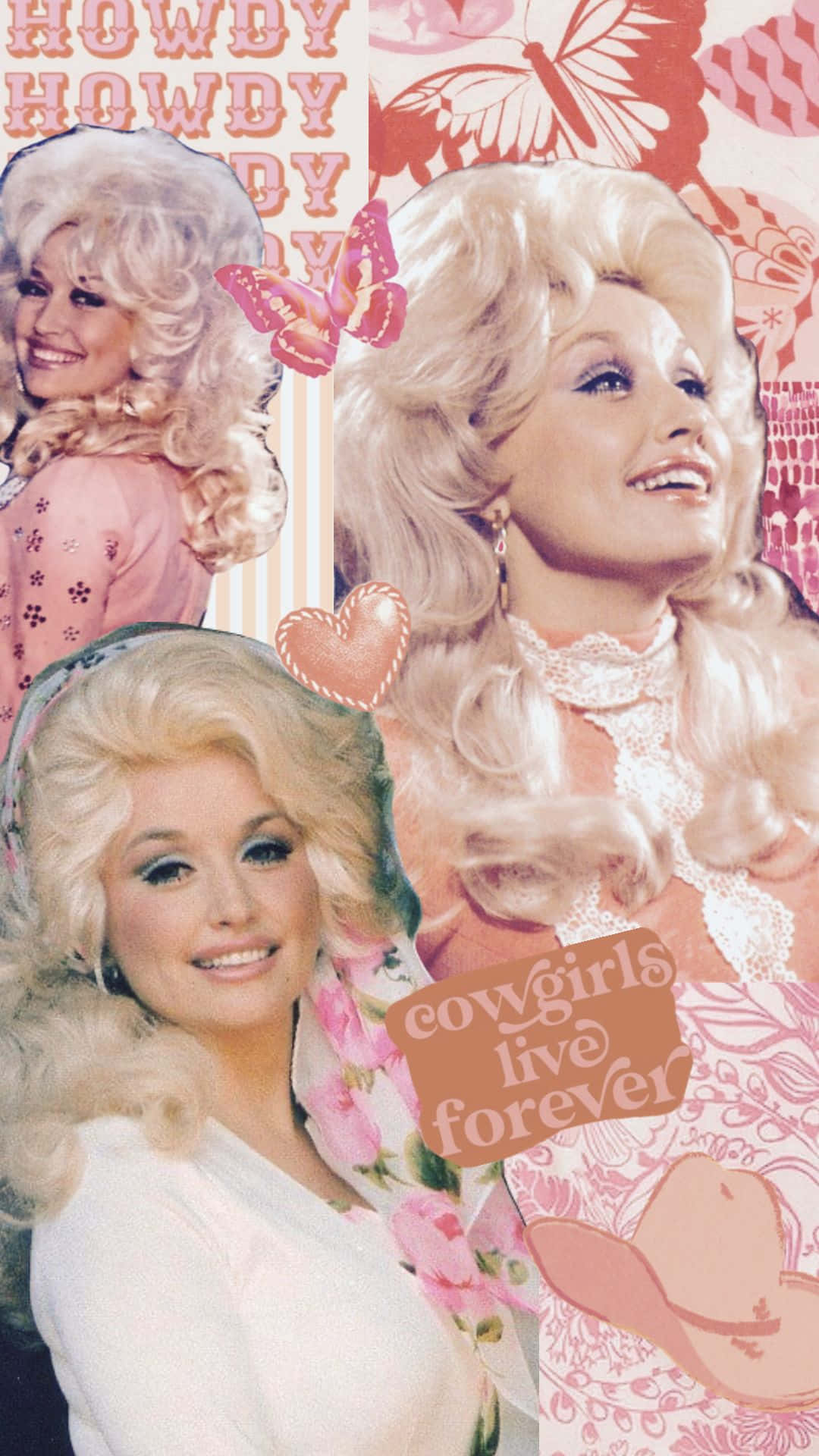 Pink Cowgirl Collage Aesthetic Wallpaper
