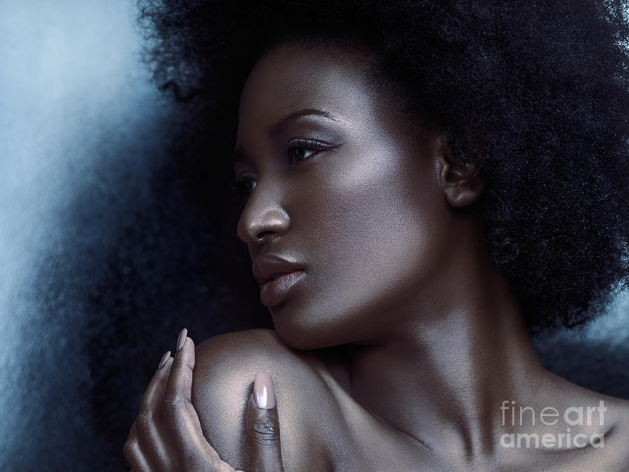 Beauty Photograph Portrait Of Beautiful Black Woman Face With