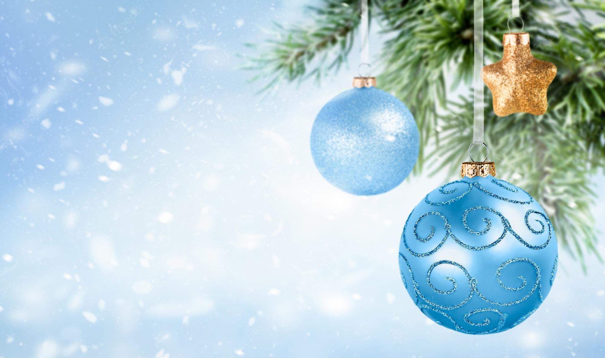 🔥 Download Premium Photo Christmas Ornament And Tree On Light Blue ...