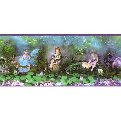 Purple Garden Fairy Fairies Wallpaper Wall Paper Border Singles