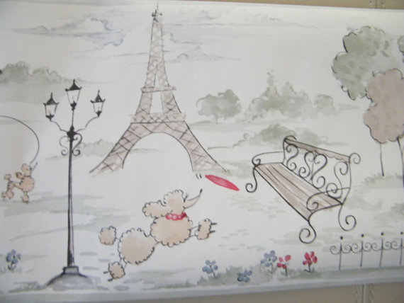 Shabby Chic Poodles in Paris Wallpaper by SimplyAmazingShoppe