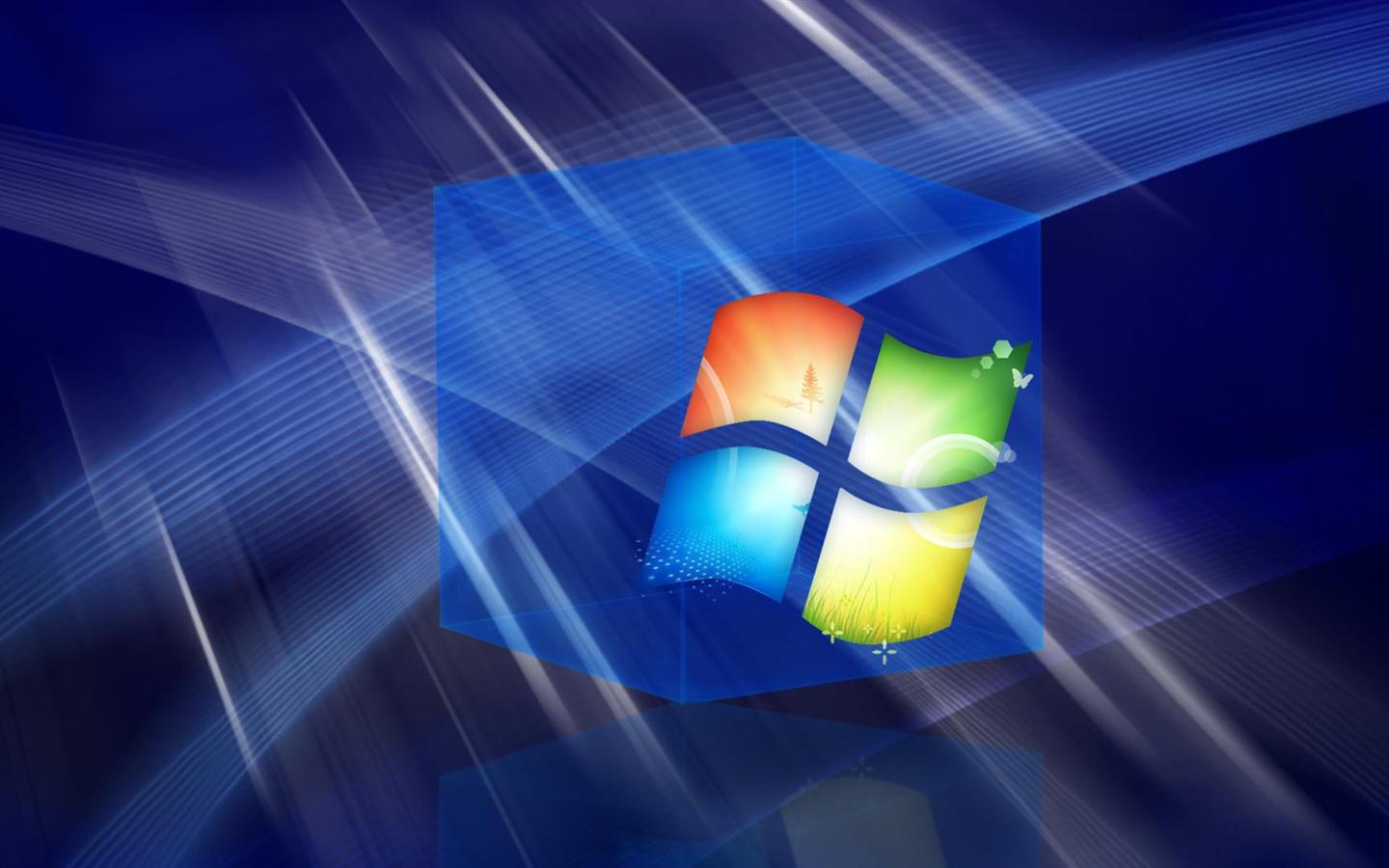 HD 3d Blue Windows Cube Desktop Background Wide Wallpaper