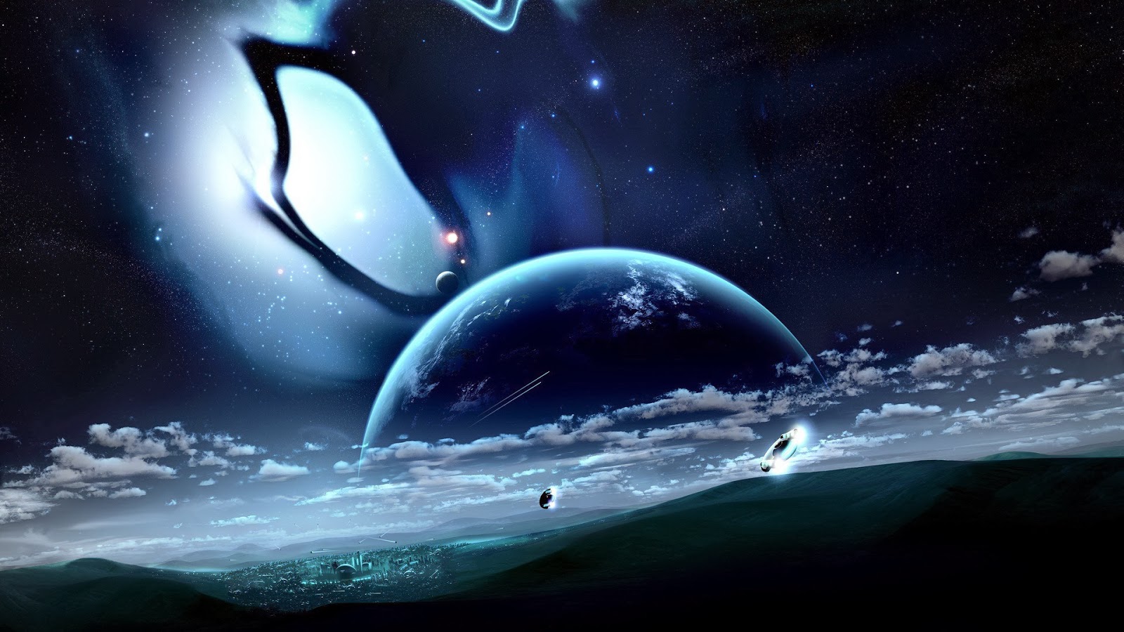 Amazing Earth And Spaceship HD Wallpaper High