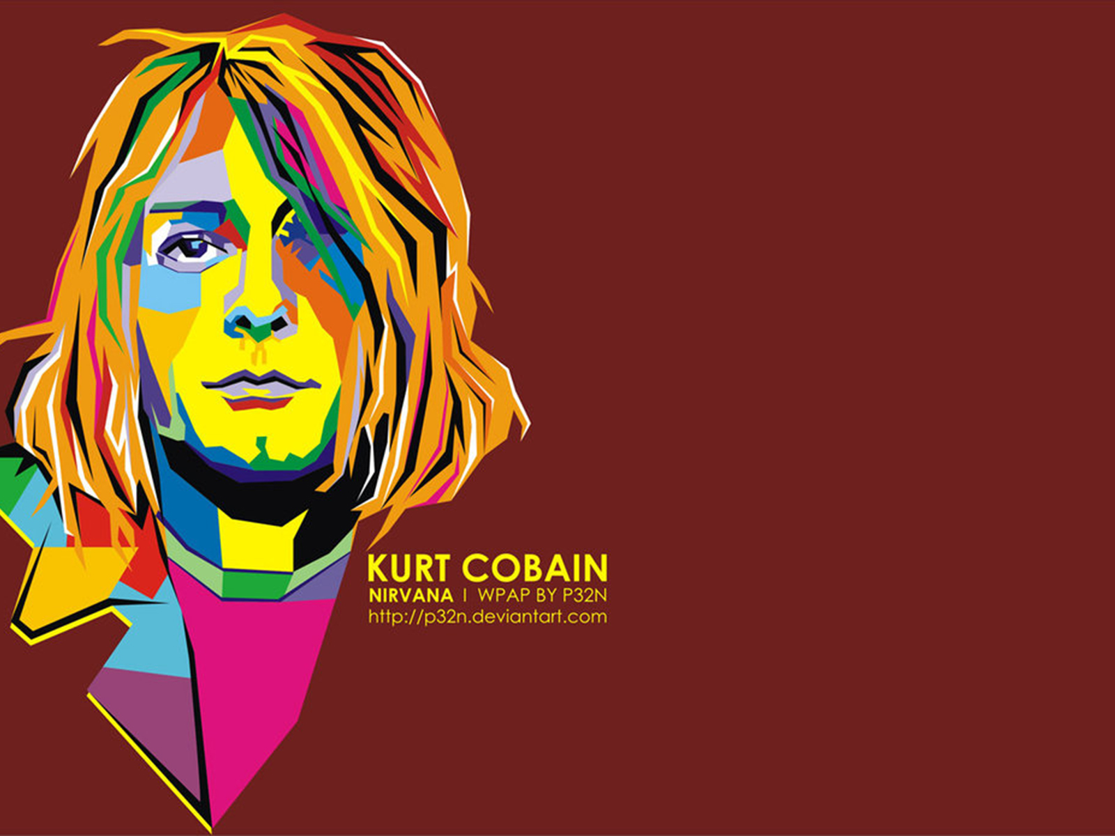 Kurt Cobain in WPAP Design Free Desktop HD Wallpaper