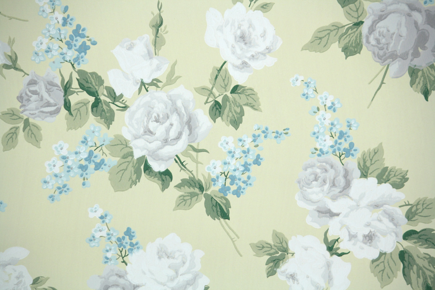 1940s Vintage Wallpaper By The Yard White And Hannahstreasures