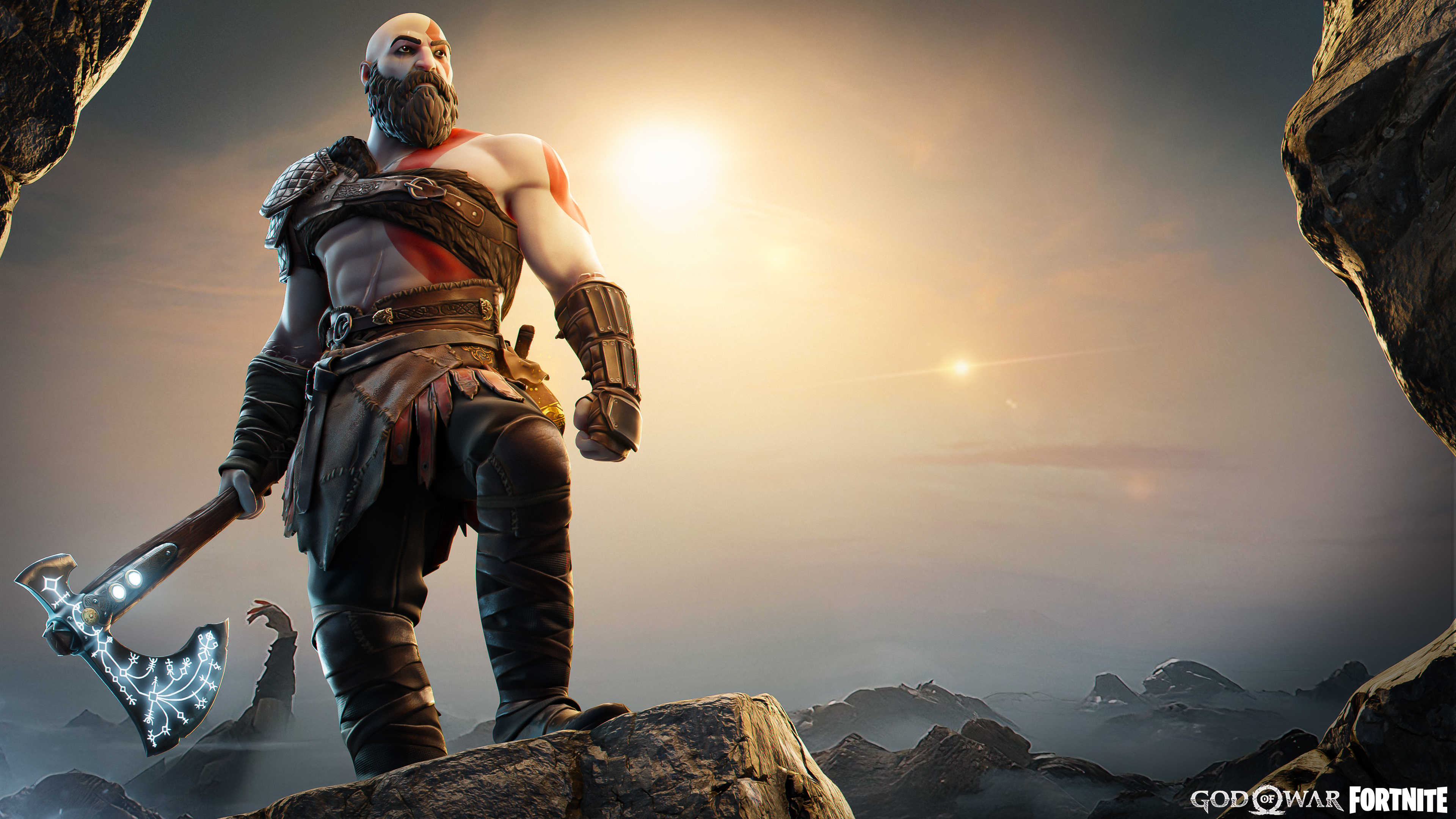 Kratos God Of War Fortnite Skin Crossover 4k Desktop