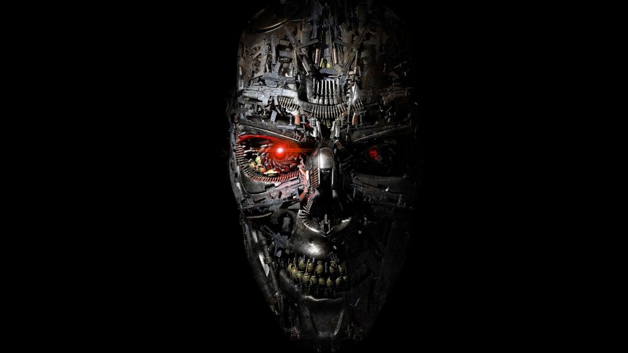 Style Terminator Genisys Robot Cyborg Face Red Eyes Science