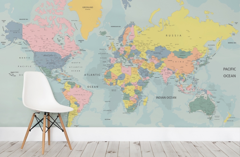 The World In Pastel Map Mural Muralswallpaper Co Uk