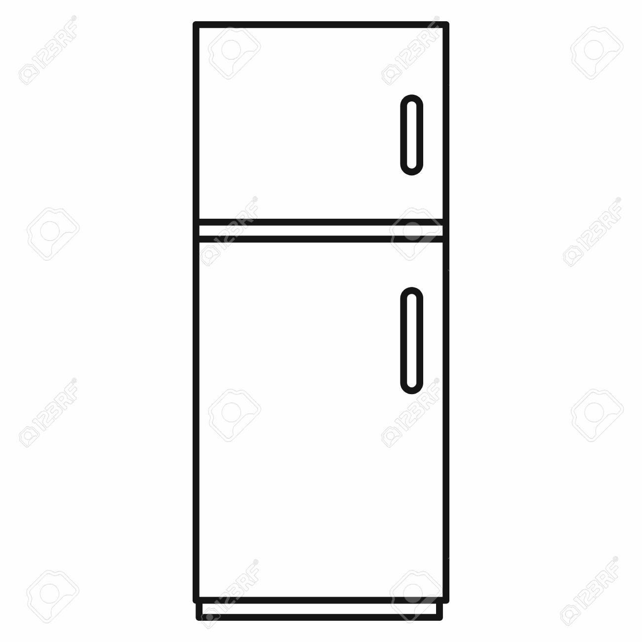 Refrigerator Icon In Outline Style Isolated On White Background