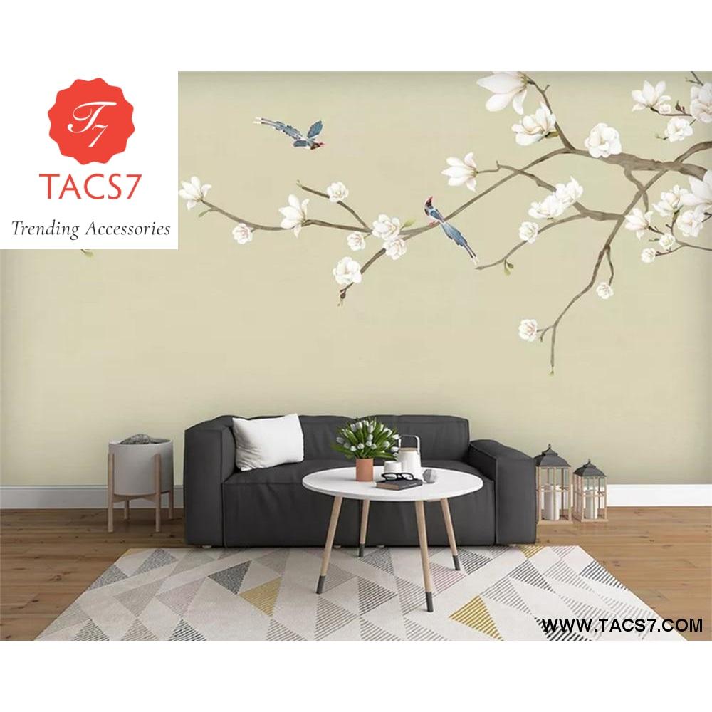 Chinese Hand Painted Modern Flowers Birds Magnolia Flower