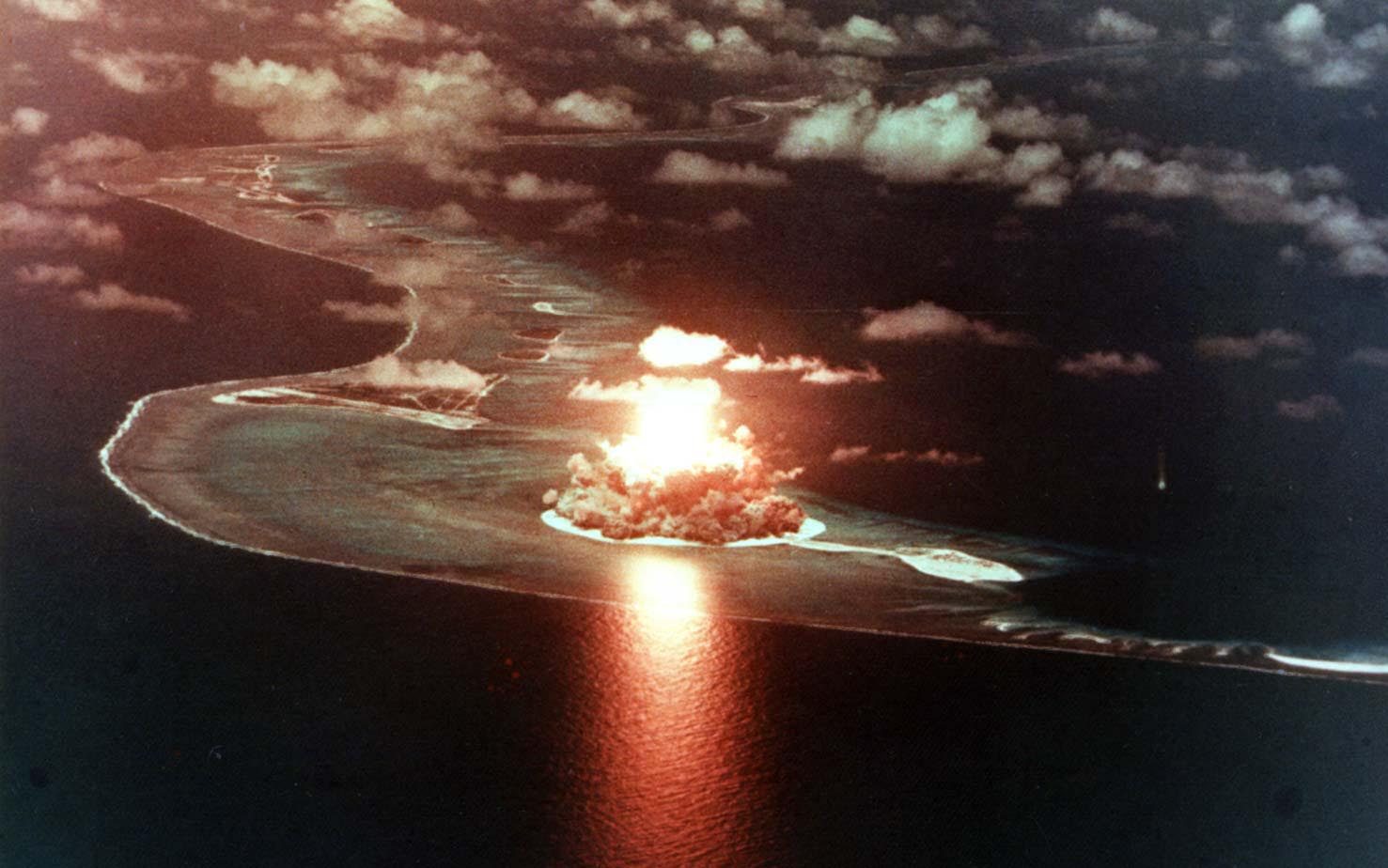 Nuclear Bomb Blast Explosion Aerial dark military wallpaper background