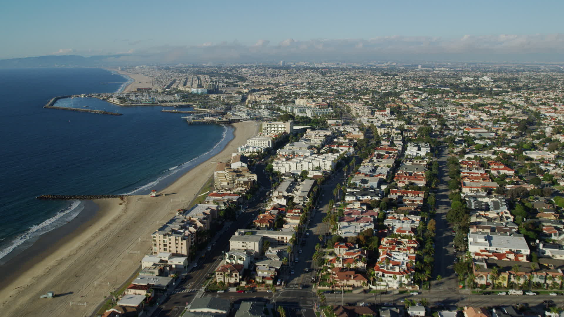 8k Stock Footage Aerial Video Flying Over Torrance Beach And Pan