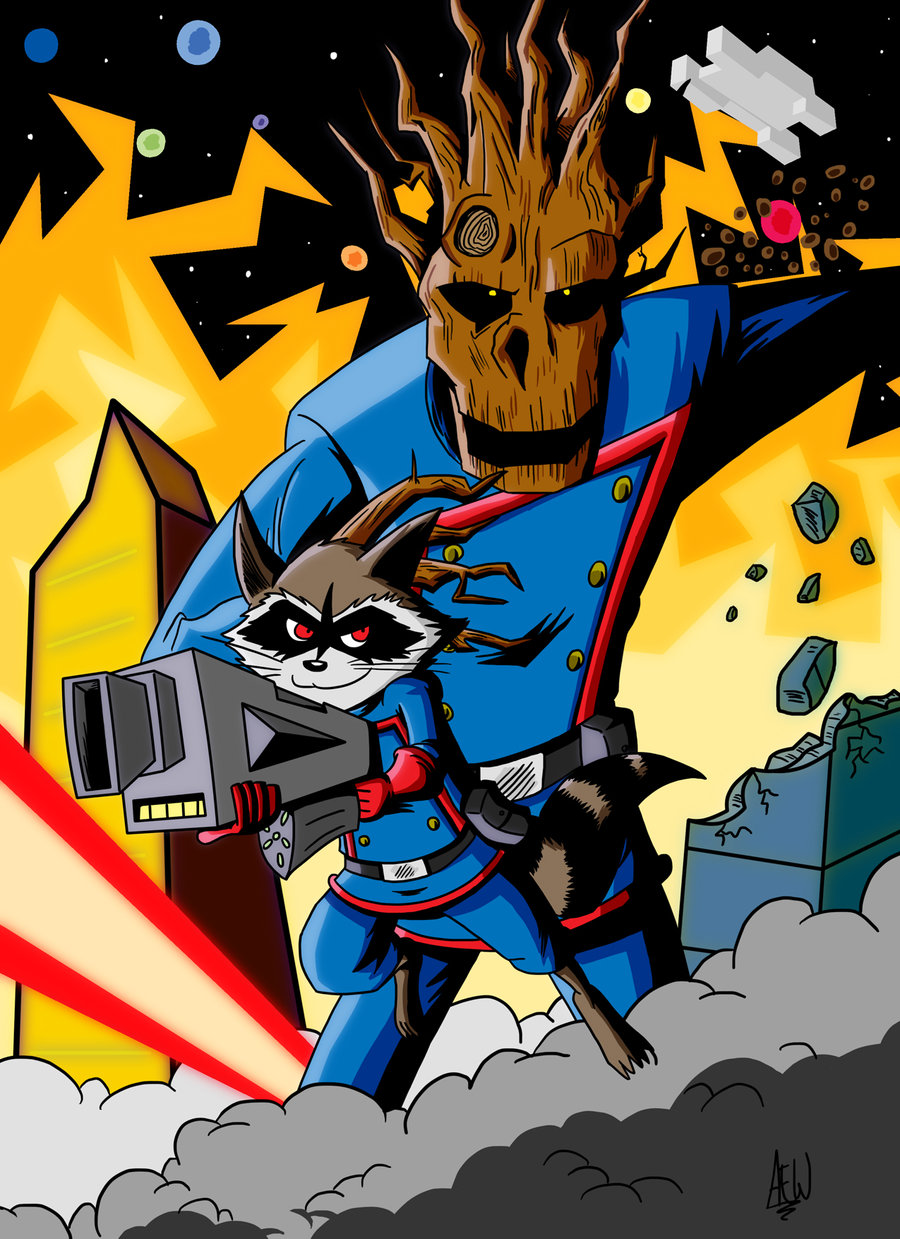 Rocket Raccoon And Groot By Frobman
