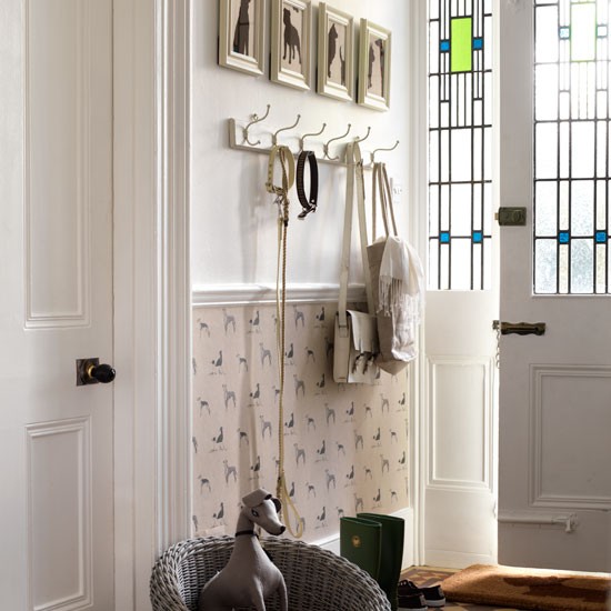 In The Hallway A Smart Dog Print Wallpaper Is Perfect Under Dado