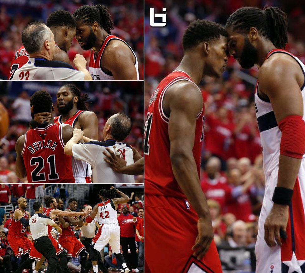 Nene Gets Ejected After Grabbing Jimmy Butler Around The Neck