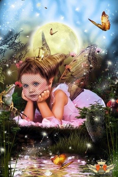  fairy background with nice baby girl for photo montage in Photoshop CS
