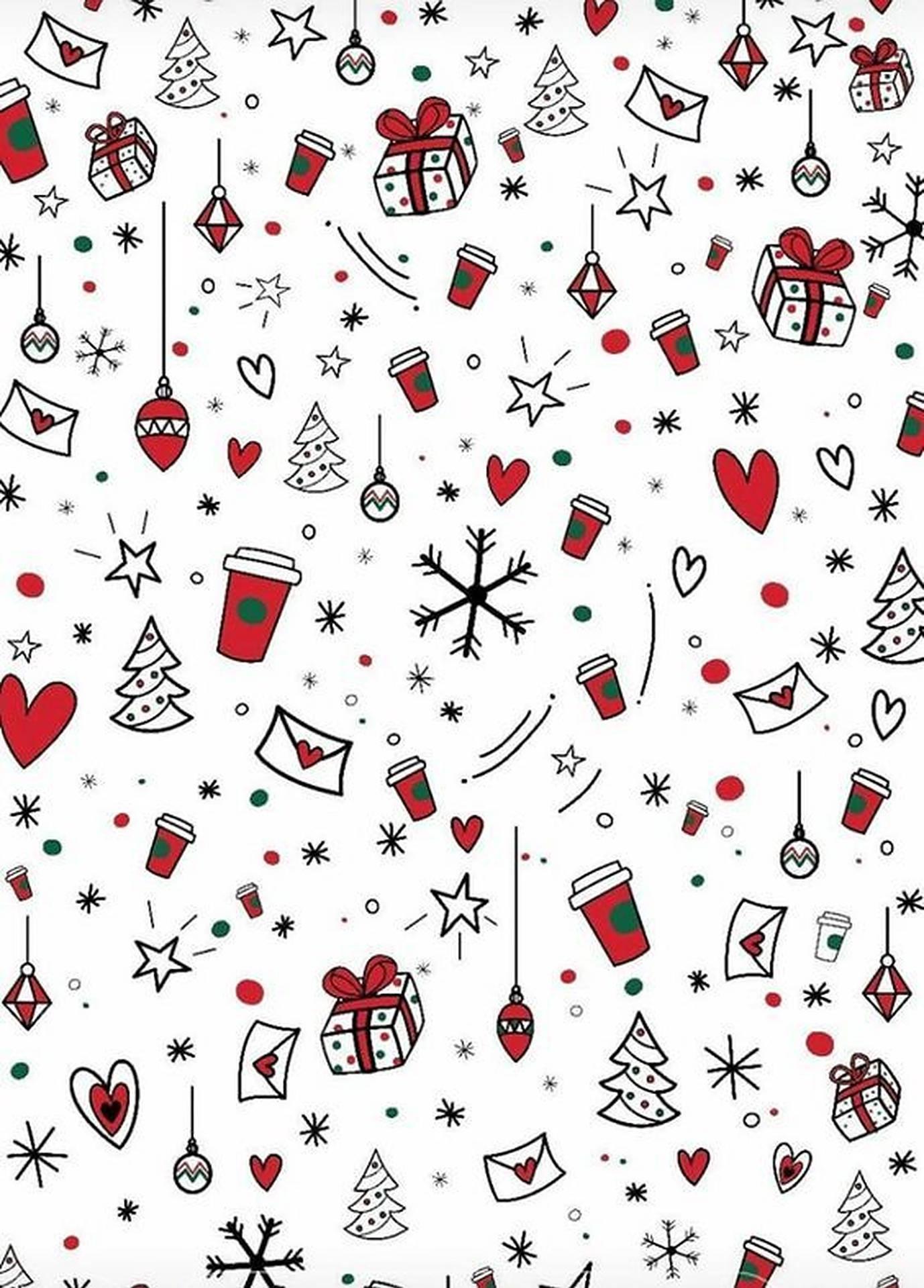 Download Red And White Cute Christmas Pattern Wallpaper