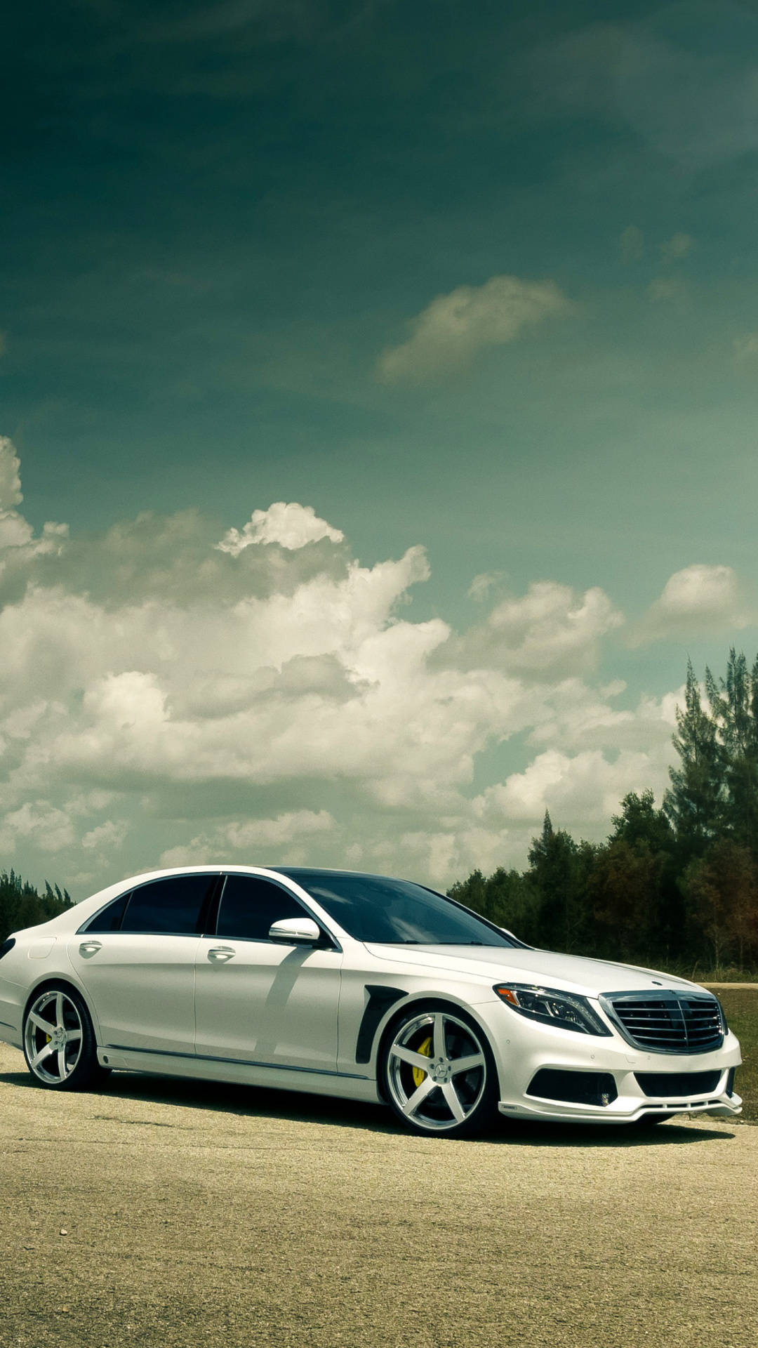 Mercedes Benz White Coupe iPhone Wallpaper