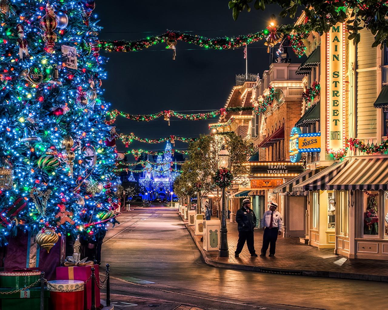 Image Anaheim California Disneyland Usa HDr Christmas Tree Park