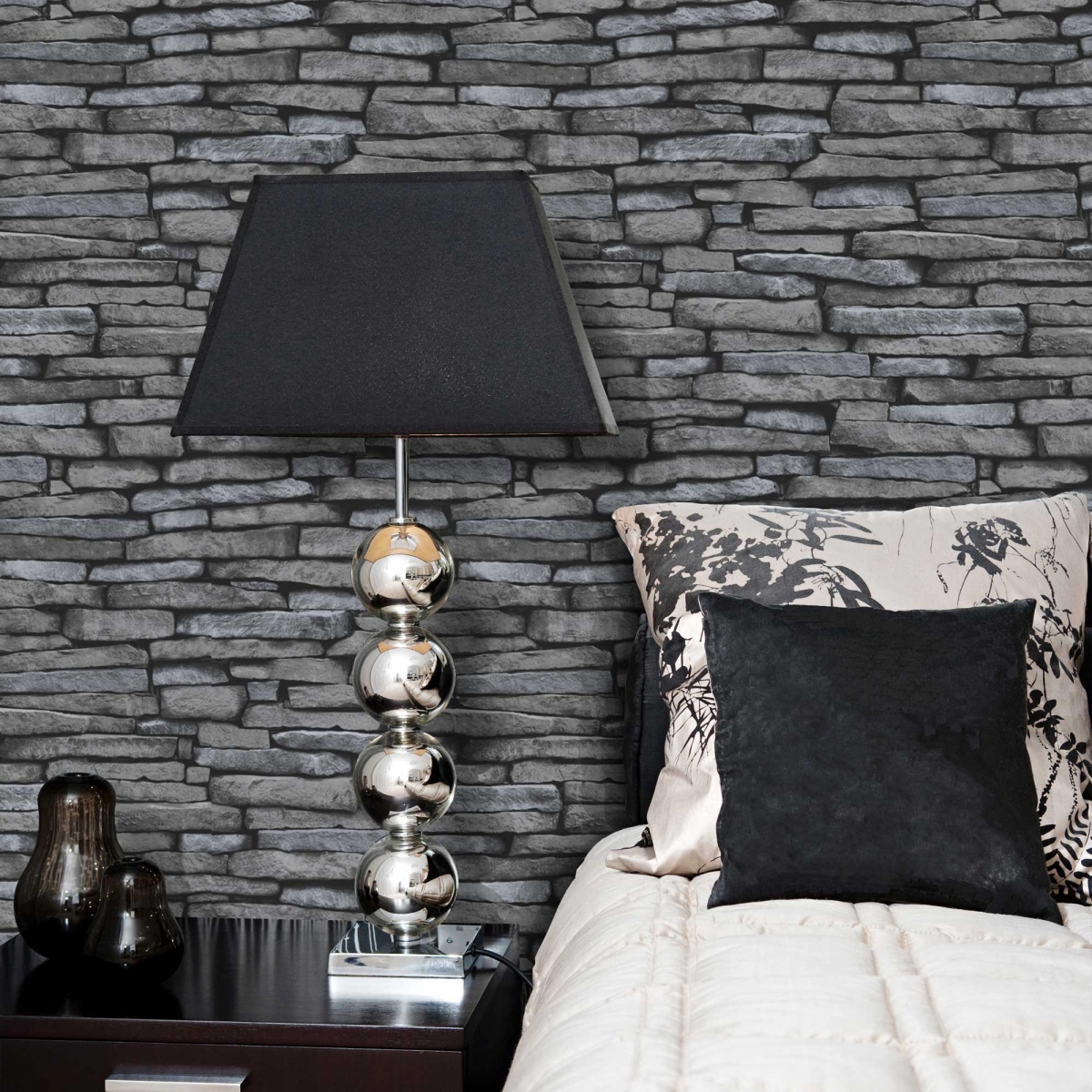 Home Shop By Brand Fine Decor Charcoal Grey Slate Wallpaper