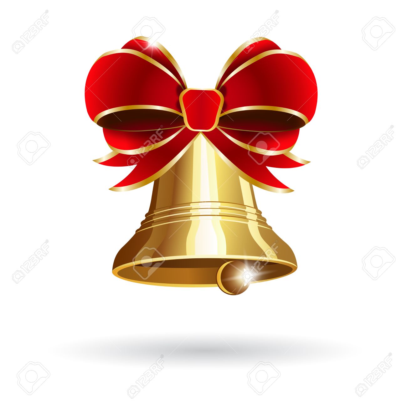 Jingle Bell With Red Bow On A White Background Vector Illustration
