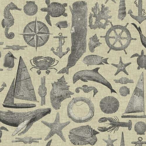 York Wallcoverings Nautical Living Maritime Wallpaper In Ecru Grey