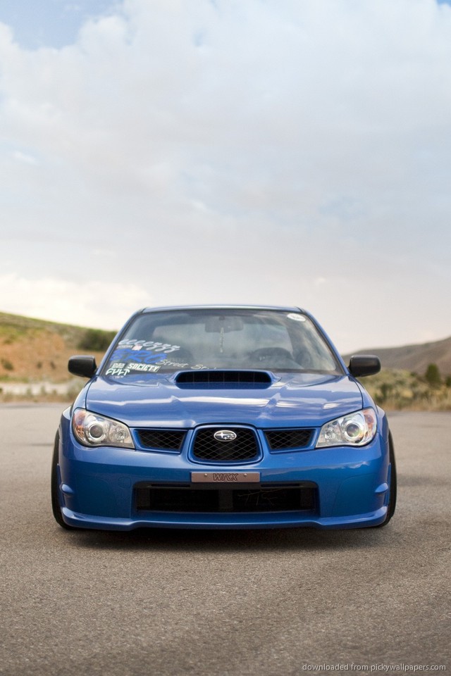 Blue Subaru Impreza Wrx Front Wallpaper For Iphone