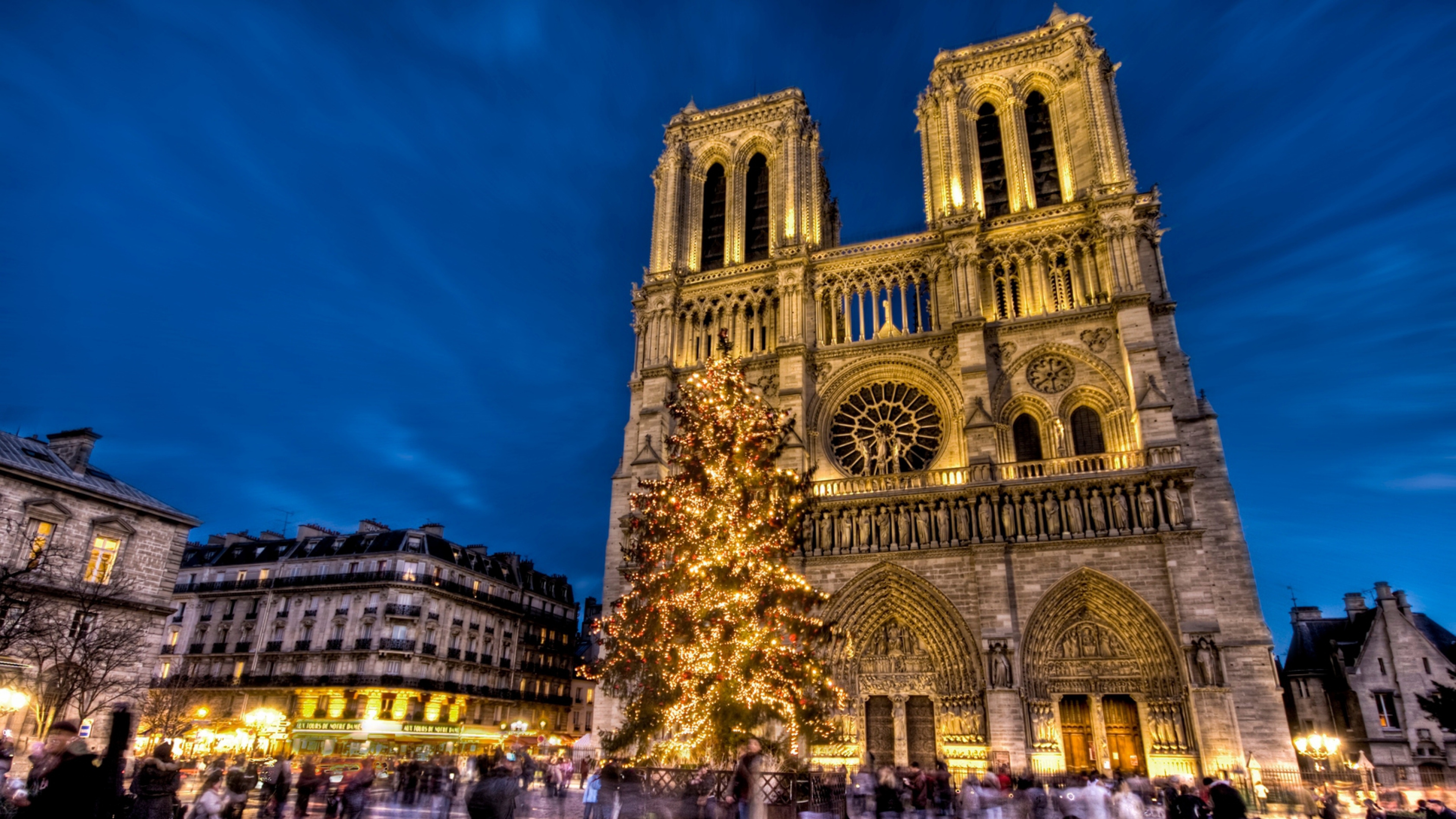  France Area New year Christmas tree Holiday Wallpaper Background 3840x2160
