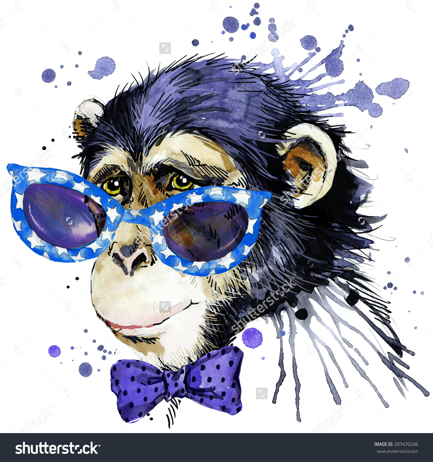 Background Unusual Illustration Watercolor Monkey For Fashion Print