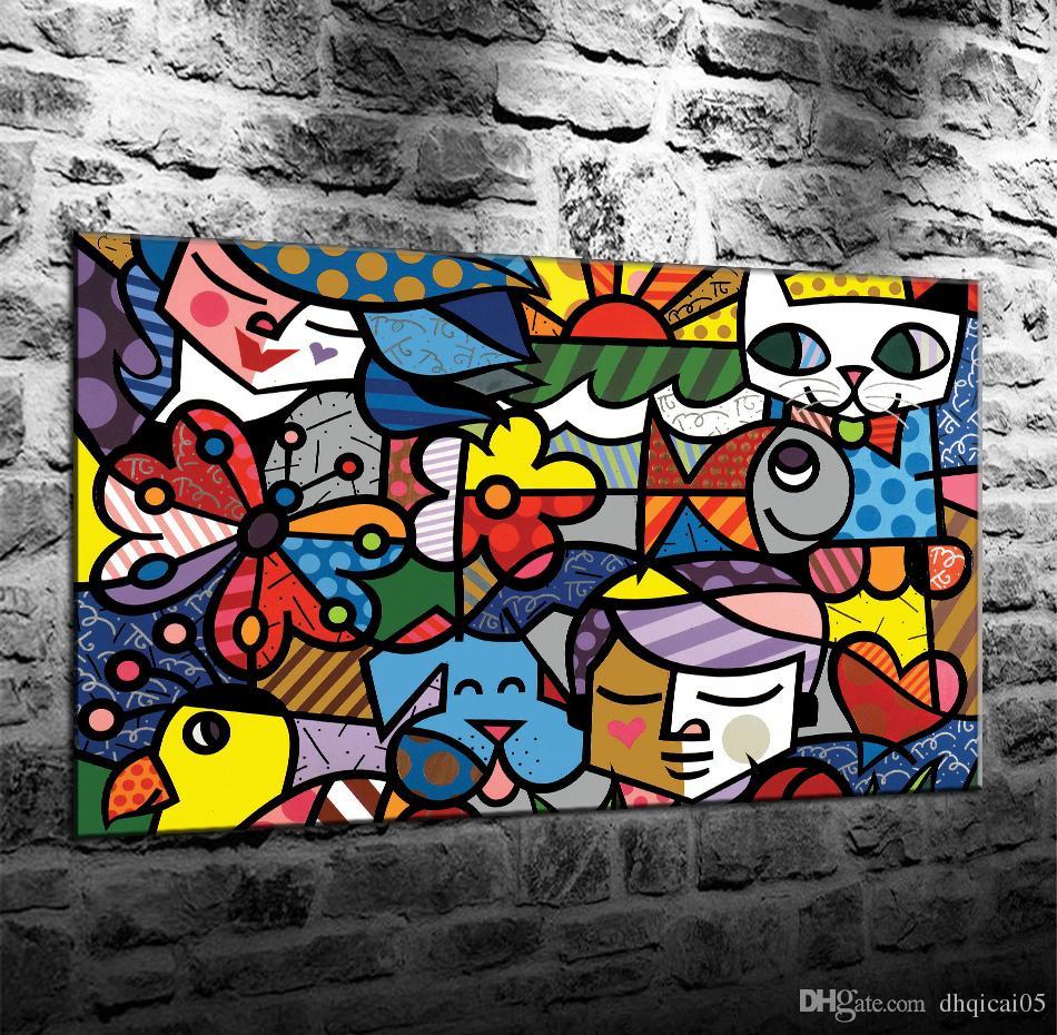 Romero Britto Colorful Art Abstract Background HD S