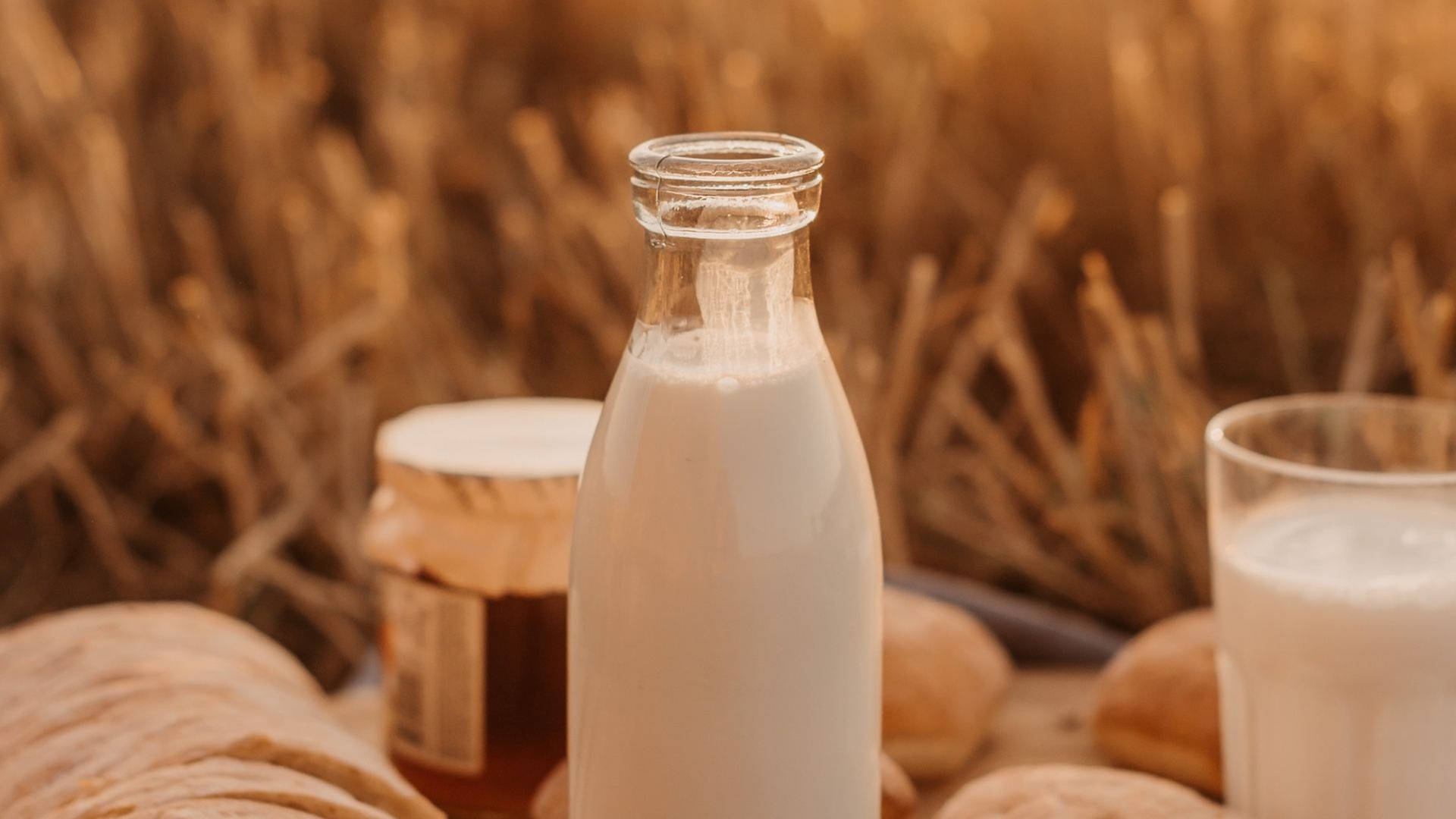 Sundown Picnic With Milk Bottle And Glass Xykmrrqmf41n3ej7 Wallpaper