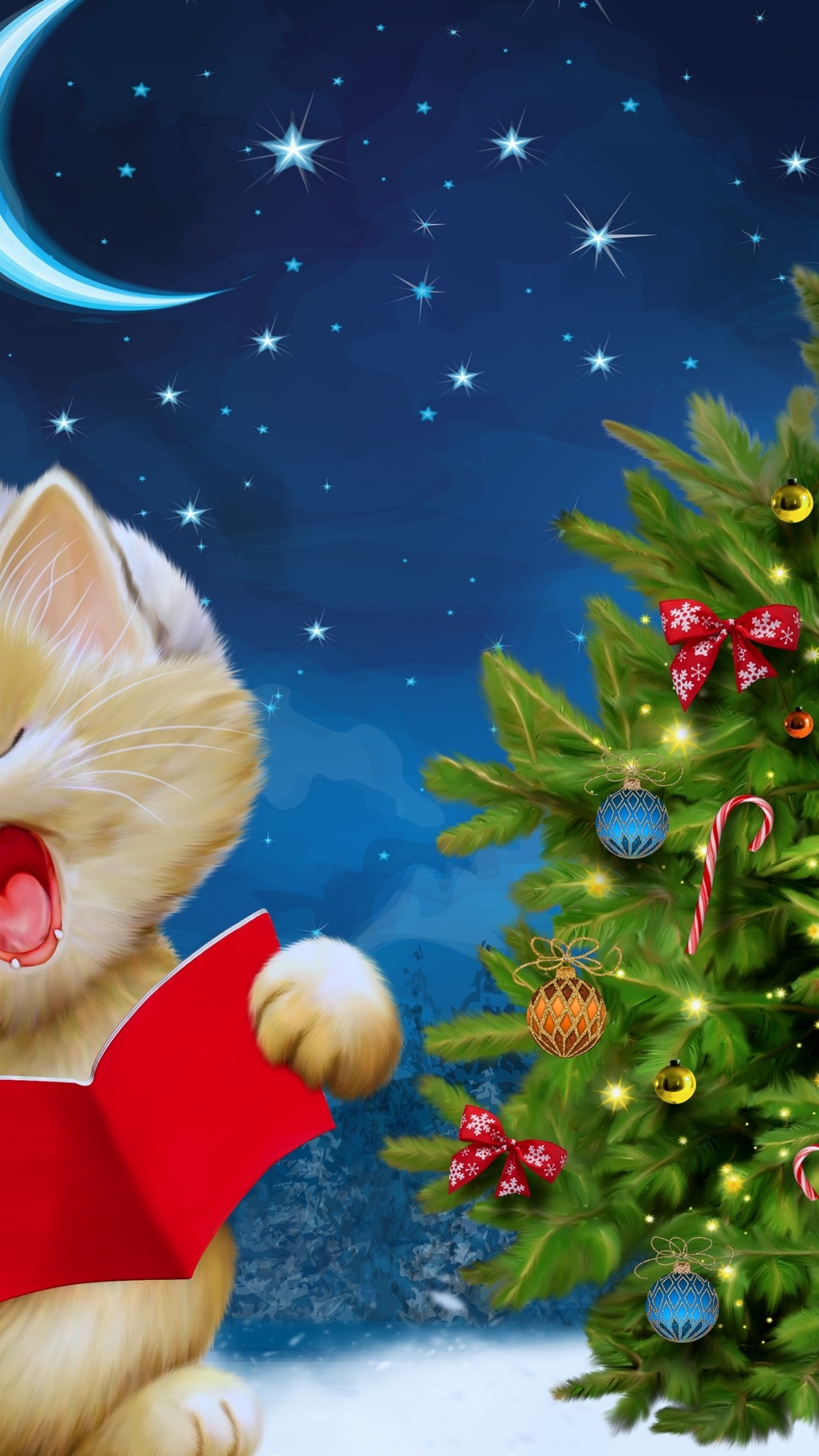 Merry Christmas Kitten 4k Ultra Hd Wallpaper