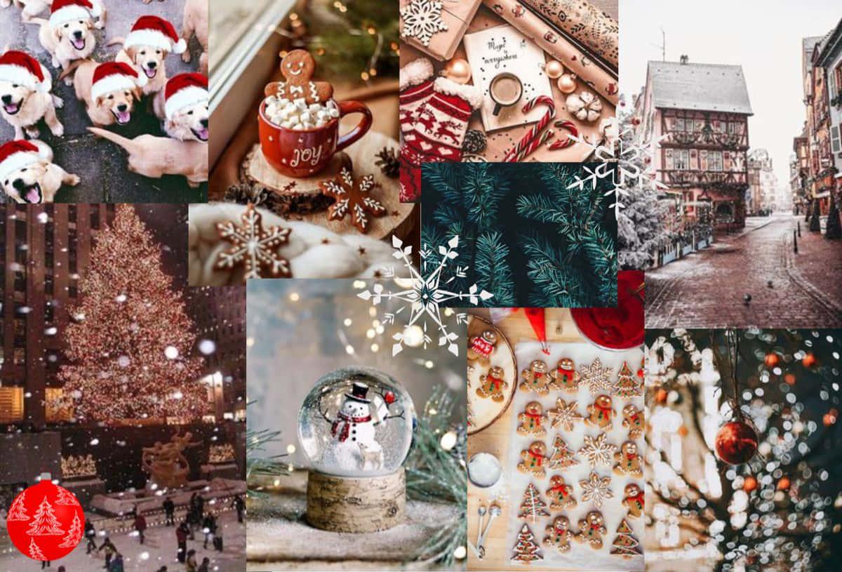 Download Spread the Christmas Cheer with a Fun Collage Laptop