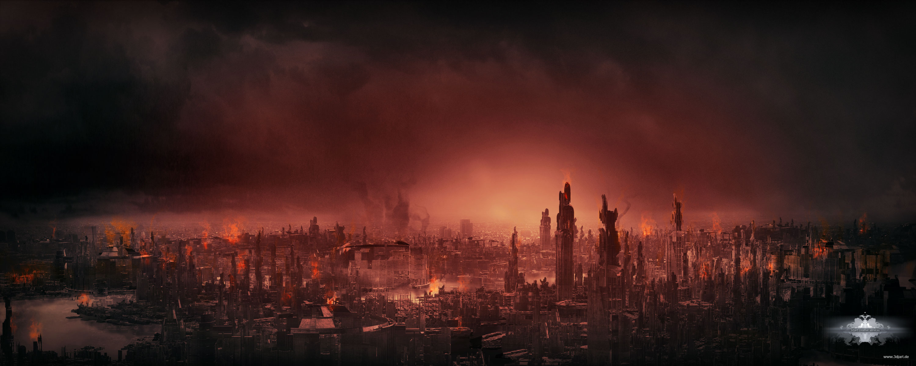 Destroyed City Landscape Mattepainting